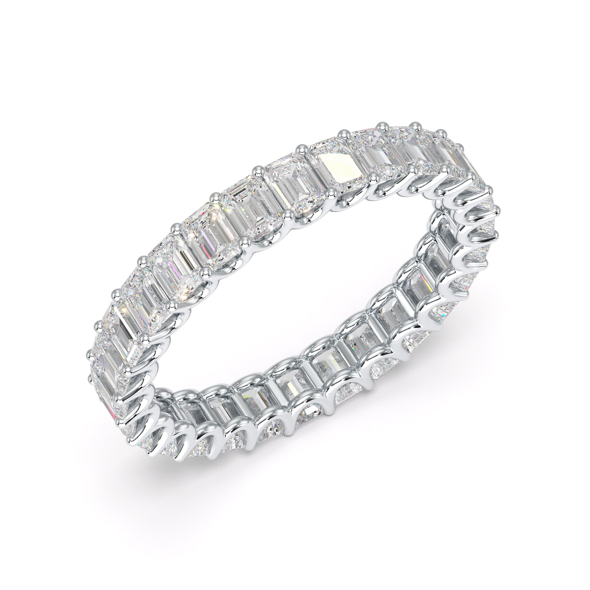 Eternity Empire – diamant eternity-ring med emerald cut lab-grown diamanter i hvitt gull – Haute Rocks